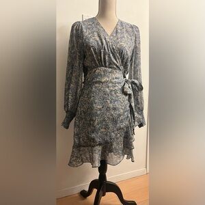 Dress Forum Wrap Dress Blue Paisley Mini Medium